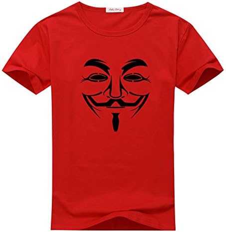 AngelaPinacho Mens V for Vendetta Movie Red T-shirts Size XXXL