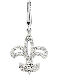14K White Gold Diamond Fleur de Lis Charm -- LIFETIME WARRANTY