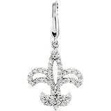 14K White Gold Diamond Fleur de Lis Charm