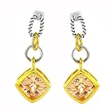 2-tone Designer-Inspired Earrings w/Champagne CZs