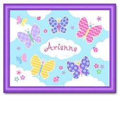 Butterfly Garden Large Purple Personalized Print