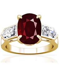 14K Yellow Gold Cushion Cut Ruby Three Stone Ring (GIA Certificate)