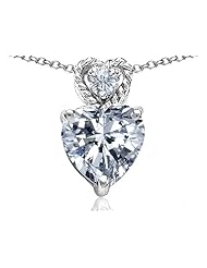 Original Star K (tm) 8mm Heart Shape Genuine White Topaz Pendant in 925 Sterling Silver