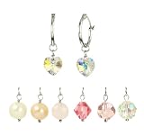  7 Freshwater Cultured Pearl, Rose Quartz and Swarovski Elements Earring Set