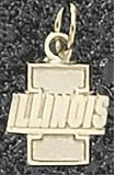 Illinois Fighting Illini Solid 14K Gold I Illinois 7/16 Pendant