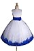 NEW White/royal Blue Flower Girl Pageant Easter Dr...