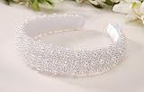 White Pearl Beaded Wedding Headband for Wedding or Special Event