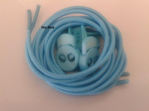 Never Tie Your Shoelaces Again. 3 Pack of QUICK ON Shoelace Locks Eliminates Untied Laces - No More Laces That Loosen. Avoid Blisters and Rubbing. Keep Your Shoes Tight On Your Foot. Squeeze Pinch Locking System Holds The Included Round Stretchable Elastic Laces Firm (Sky Blue)