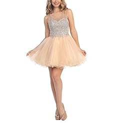 Round Neck Beaded Crystal Tulle Off the Shoulder Homecoming Dress/Party Dress 
