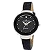 AK Anne Klein Women's Diamond Accented Silver-Tone Black Leather Watch #108543BKDB