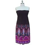 Fuchsia & Black Indie Print Strapless Plus Size Maxi Dress Size XXX-Large