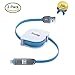 Everdigi(TM)2Pack 3FT 2in1 Retractable Universal Android&iOS Lightning to USB Charging Cord Tangle-free Charger for iPhone 6s 6sPlus 6 6Plus 5 5s iPad iPod Samsung HTC Nexus Nokia Sony and more (Blue)