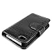Leegoal(TM) Black Wallet Style Magnetic Flip Textured Crocodile Leather Case with Credit Card / ID Slots for iPhone 4 4s