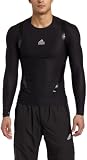 41oDUAt3KkL. SL160  adidas Mens TECHFIT PowerWEB Long Sleeve Tee (Black, Light Onix, Medium)