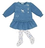 Primrose Pony Cowgirl Corduroy Dress And Tights (Blue,3M)