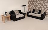 3 & 2 Seater Fabric Sofa Group in Black - Monaco Range