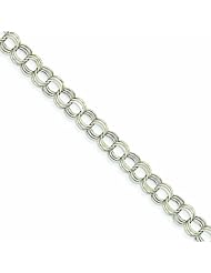 Genuine 14K Yellow Gold White Gold Lite 7mm Triple Link Charm Bracelet 7.25 Inches 4 Grams Of Gold 100% Satisfaction Guaranteed.