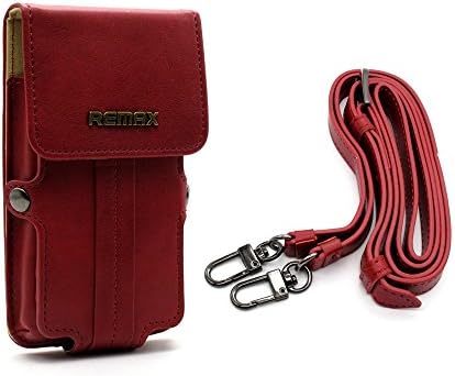 Red Premium Leather Credit Card Slot Pouch Messenger Bag Shoulder Bag Belt Clip Holster Case Cover for iPhone 6 Plus,iPhone 6S Plus,Galaxy Note 5