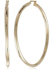18k Gold 3mm 2.25" Click-Top Round Hoop Earrings