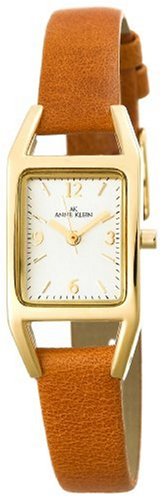 AK Anne Klein Women’s 107436SVHY Casual Gold-Tone Watch with a Brown Leather Strap