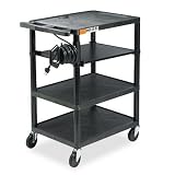 Apollo Multimedia Projector Cart, 35in.H x 24in.W x 18in.D, Black