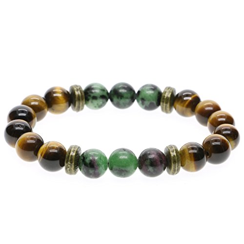 AmorWing Tiger Eye Prayer Bead Stretch Bracelet for Men & Women, Unique Design