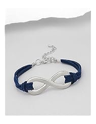 Blue Infinity Artificial Suede Leather Bracelet In White Base