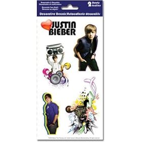  Justin Bieber Peel & Stick - Removable & Reusable Decorative Decals (4 inch x 8 inch Sticker Pack)