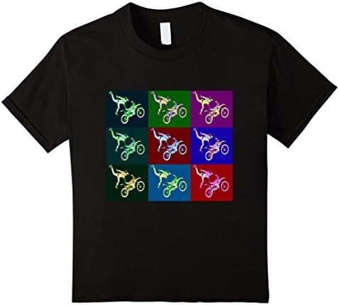 Kids Freestyle Motorcross Motorcycle Pop Art T-shirt 10 Black