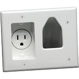 DataComm 45-0021-WH Recessed Low Voltage Cable Plate with Recessed Power (White)