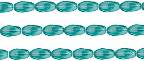 Czech Oval Twist Pressed Glass Beads. Preciosa Light Aqua 9x5mm 16 Inch Strand