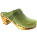 Sanita Iris Wood Clog in Green Leather - Factory 2nd - 38