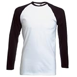 Long Sleeve Fruit of the Loom Baseball Cotton T-Shirt White / Black XL (44-46¨)