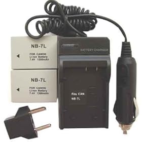 Nextop-2 Packs Canon NB-7L Brand New 1200mAh COMPATIBLE Battery + 1 Compatible Wall & Car Charger (FREE European Adaptor) for Canon NB-7L Battery Canon Powershot G10