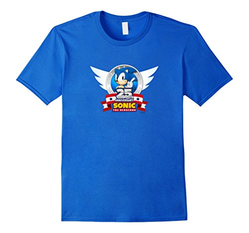 Men's Official Sonic the Hedgehog 25th Anniversary Logo T-shirt Large Royal Blue