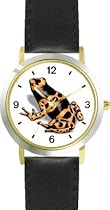 Poison Arrow (Dart) Frog Animal - WATCHBUDDY&reg; DELUXE TWO-TONE THEME WATCH - Arabic Numbers - Black Leather Strap-Children's Size-Small ( Boy's Size & Girl's Size )