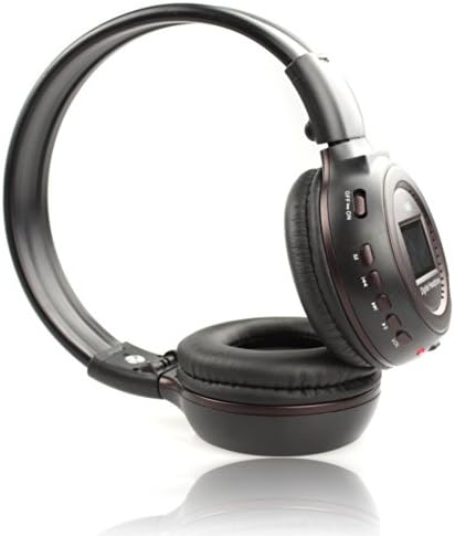 Intsun N65 Digital High Fidelity Wireless Stereo earphone headphone headset with microphone, MP3 Music Player with SD Card and USB Slot and LCD Screen Display Sport Headphones Earphone Headset (Brown)