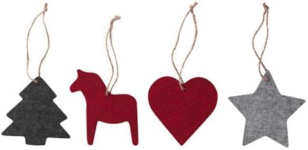 VINTER 2016 Hanging ornaments, set of 4, felt red, gray
