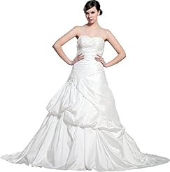 Applique Taffeta Sweetheart  Dress with a Chapel Train 