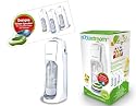 SodaStream 1312111490 Wassersprudler Jet weiß inklisiv 1x PET-Flasche 1 Liter, 1x SST-Alu Zylinder 60 Liter, 2 gratis Tropfschalen grün und aquamarine
