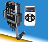 GSI Super Quality Wireless Hands-Free 5-in-1 Dock-Mount-Charger-FM Transmitter-Car Kit, with Goose-neck Mount for Ipod, IPhone 4/3G/3GS, MP3, MP4, CD, DVD Players - Includes Remote Control, Audio Cable, LCD Display - Cigarette Lighter Plug-In