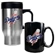 Los Angeles Dodgers Stainless Steel Travel Mug & Black Ceramic Mug Set - Primary Logo MLB Baseball