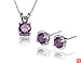 Sterling Silver 6mm Round Amethyst Stud Earring and Pendant Set, 18