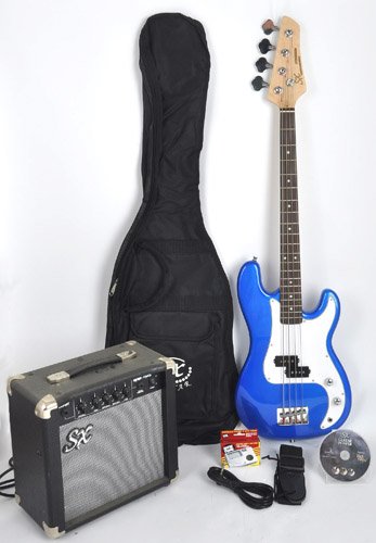 Ursa 1 JR RN PK EB Blue Bass Guitar Package w/Free Carry Bag, Amp and DVD