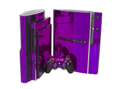 PlayStation 3 Skin (PS3) - NEW - PURPLE CHROME MIRROR system skins faceplate decal mod
