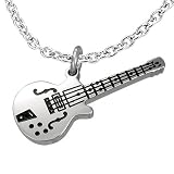 Stainless Steel 2-Tone Guitar Pendant & Chain - Length 50cms