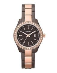 Fossil Womens ES3000 Stella Mini Brown and Rose Stainless Steel Watch