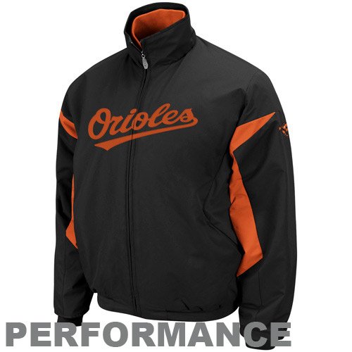 Majestic Baltimore Orioles Black-Orange Therma Base Performance Triple Peak Premier Full Zip Jacket (XXXX-Large)