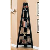 Contemporary Style Rubbed Black Finish Corner Shelf Rack