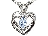 0.27 cts Genuine Aquamarine and Diamond Heart Pendant - 14kt White or Yellow Gold